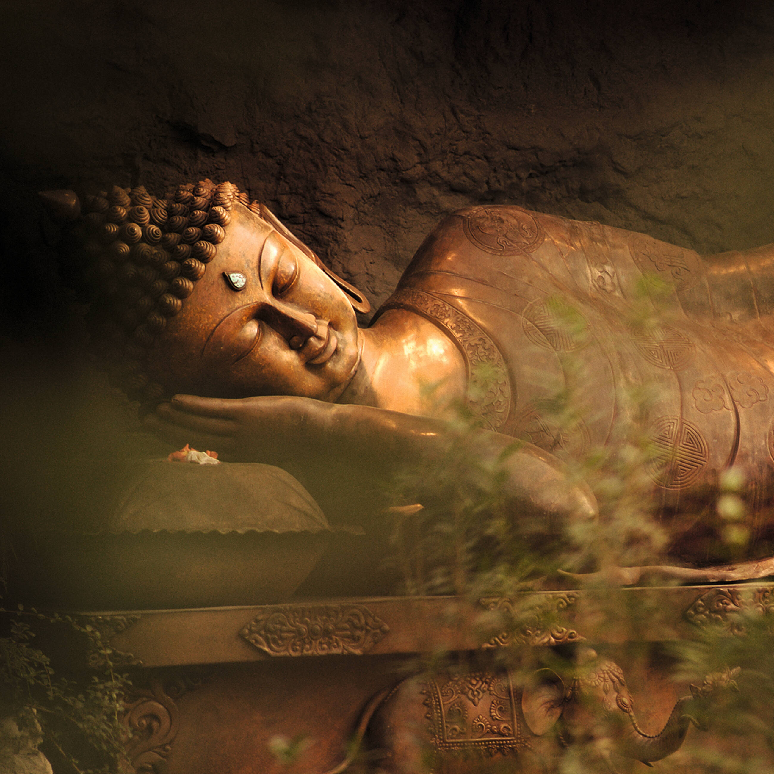 Liegende Buddha-Statue in der botanika